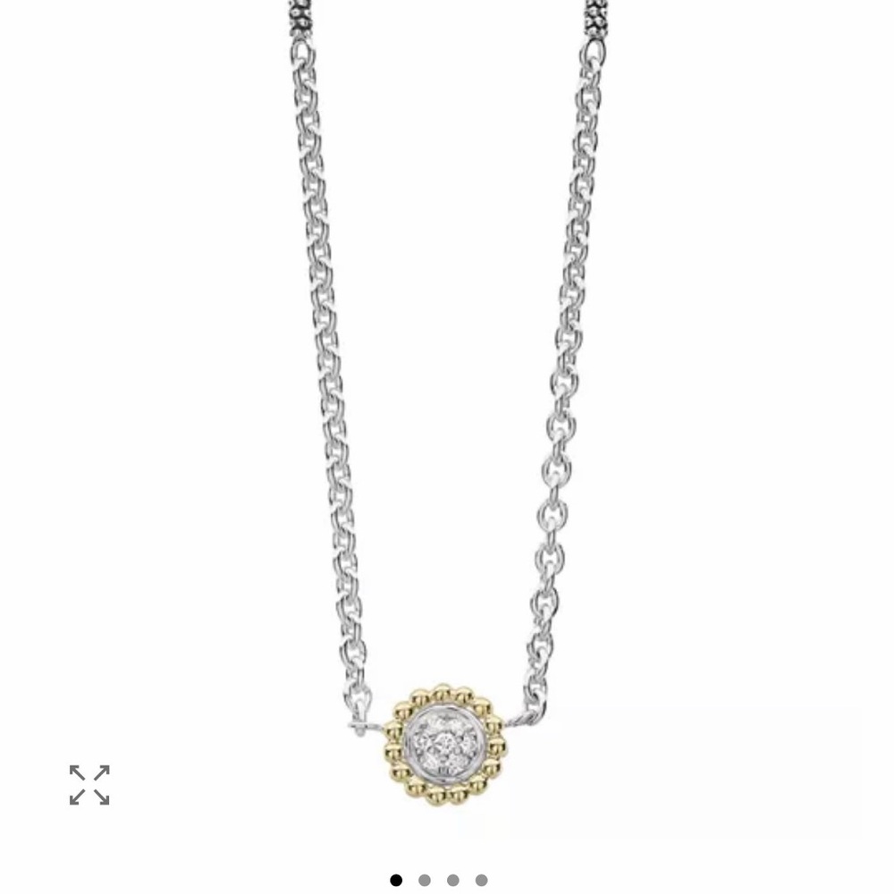 LAGOS 18K Gold and Diamond Caviar Pendant Necklace, 16"